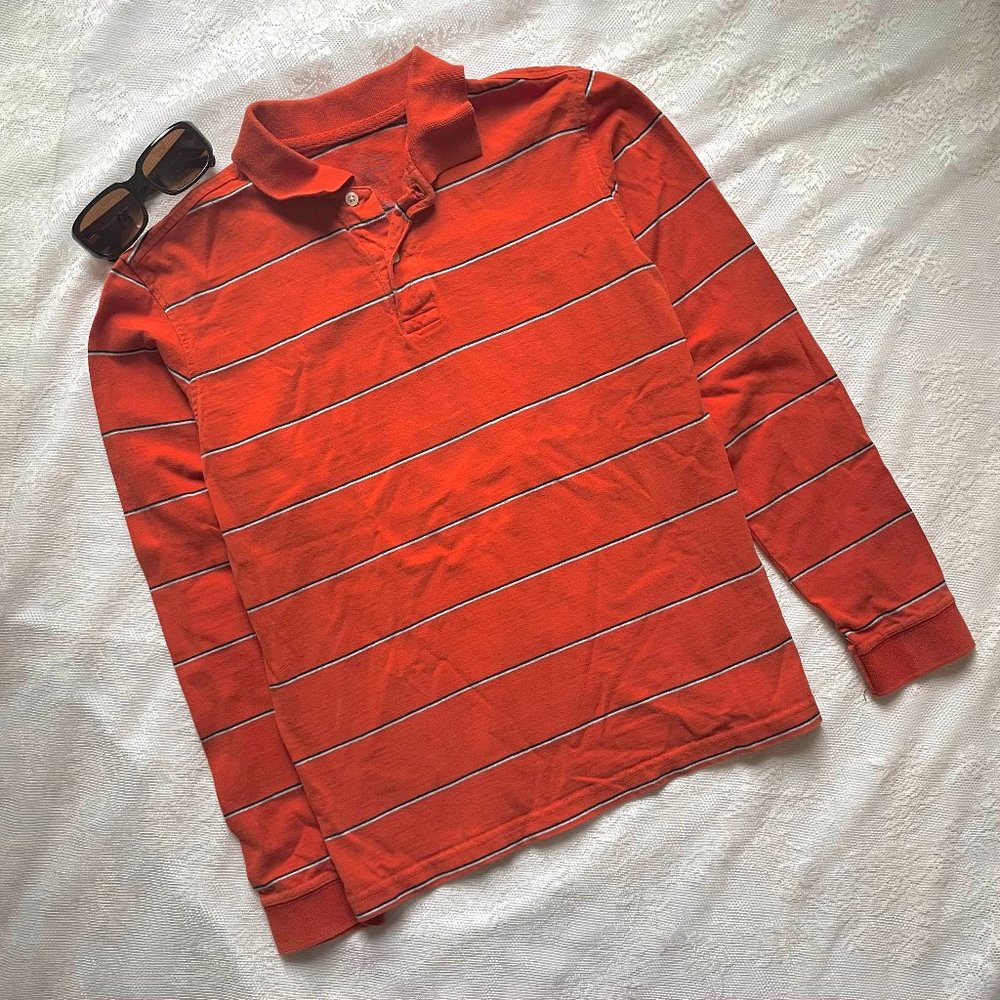 St. John's Bay Long Sleeve Polo T-Shirt S Orange